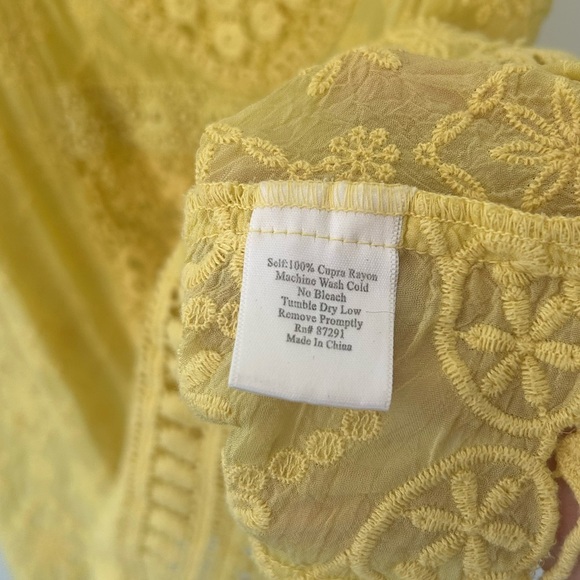 Johnny Was Yellow Embroidered/Eyelet Cupra Tank Top Size Small - Picture 5 of 7